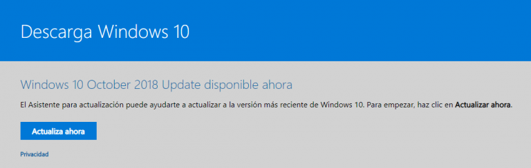 [Windows 10] – Actualización October 2018.