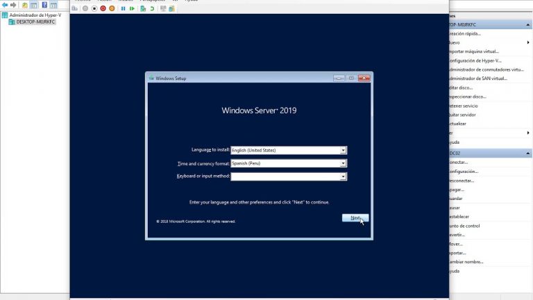 [Windows 10] – Crear una VM en Hyper-V e Instalar Windows Server 2019