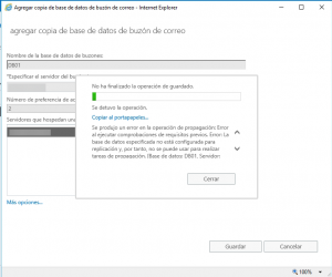 [Exchange Server 2016] – Error en la operación de la Propagación